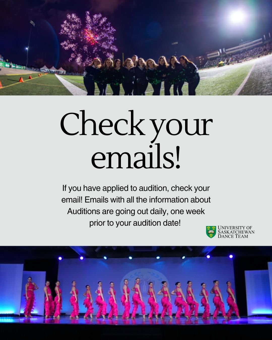 If you have applied to Audition for our 2026/2027 season check your emails one week ahead of your audition date! Emails are going out daily with all the important information you need for your upcoming audition. 
If it is one week ahead of your audit