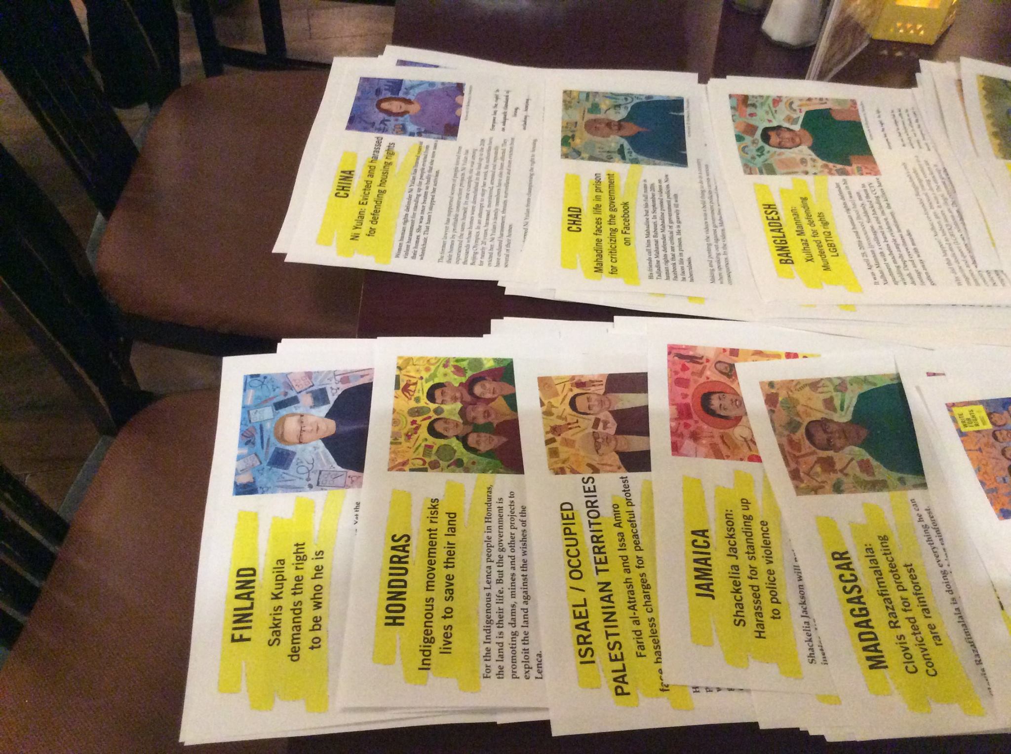 Human rights campaigns at monthly letter writing in Lethbridge, Alberta
