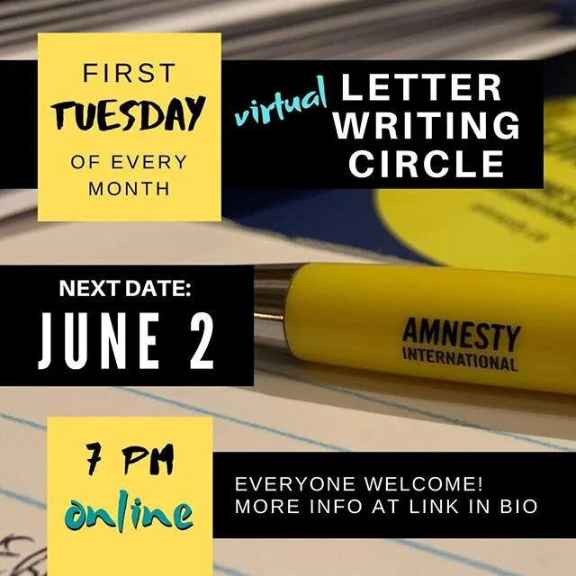 Drop-In Letter Writing - Online Edition 
🗓 
Tuesday, June 2, 7:00 - 9:00 PM
✉️ 
Join us on the first Tuesday of every month for letter writing! We have moved online so you can write from the comfort of your home! Learn about how to join on our w