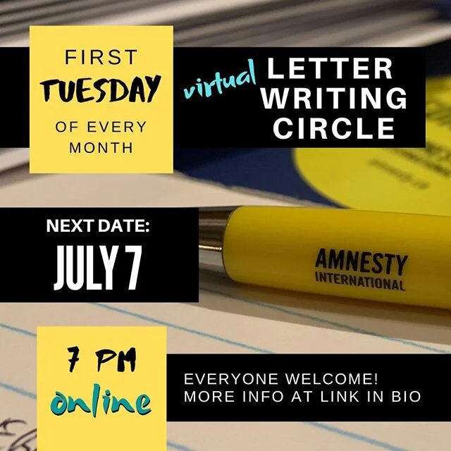 Drop-In Letter Writing - Online Edition 🗓 
Tuesday, July 7, 7:00 - 9:00 PM
✉️ Join us on the first Tuesday of every month for letter writing! We have moved online so you can write from the comfort of your home! Learn about how to join on our website