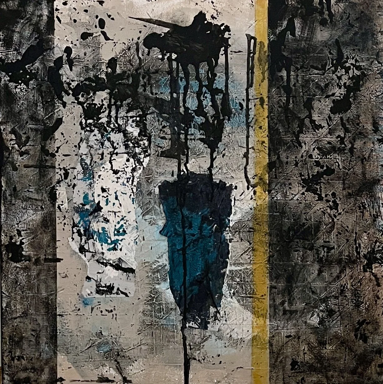  HEARTBREAK AND HOPE | 24×24 acrylic and mixed media on canvas $3000 