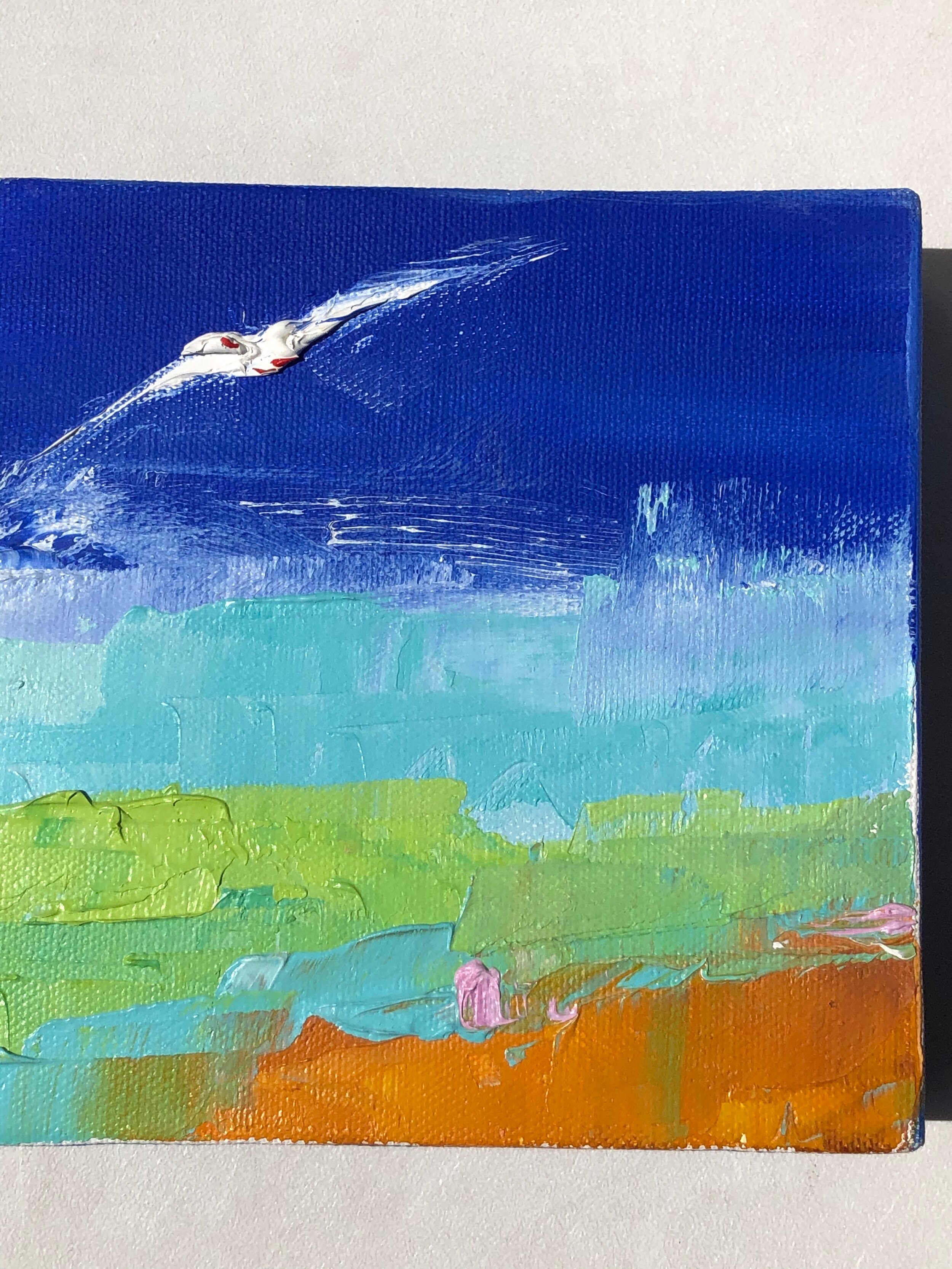 White Albatros, oil on canvas, 6 x 6 inches