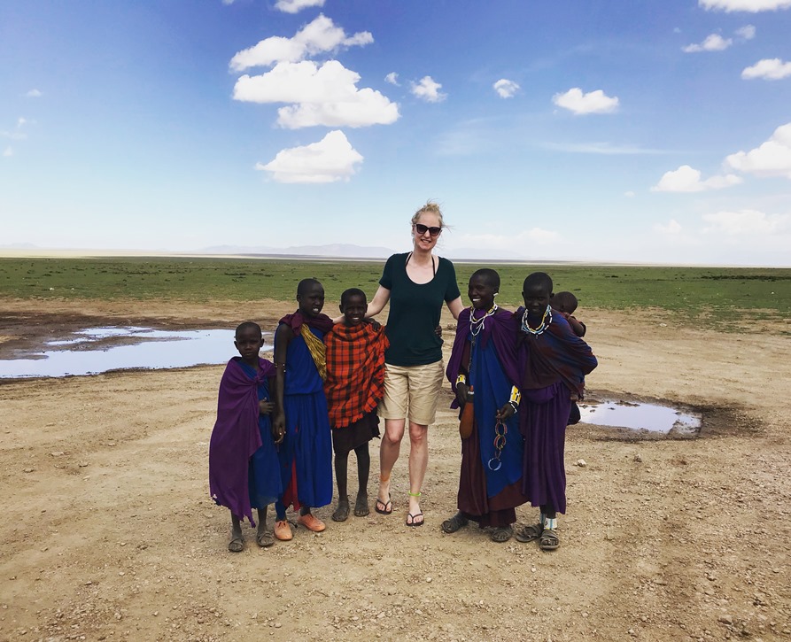 Woman with Maasai family