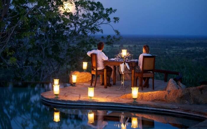 Romantic bush dinner in Tanzania