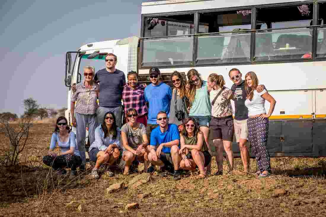 Tour group on safari