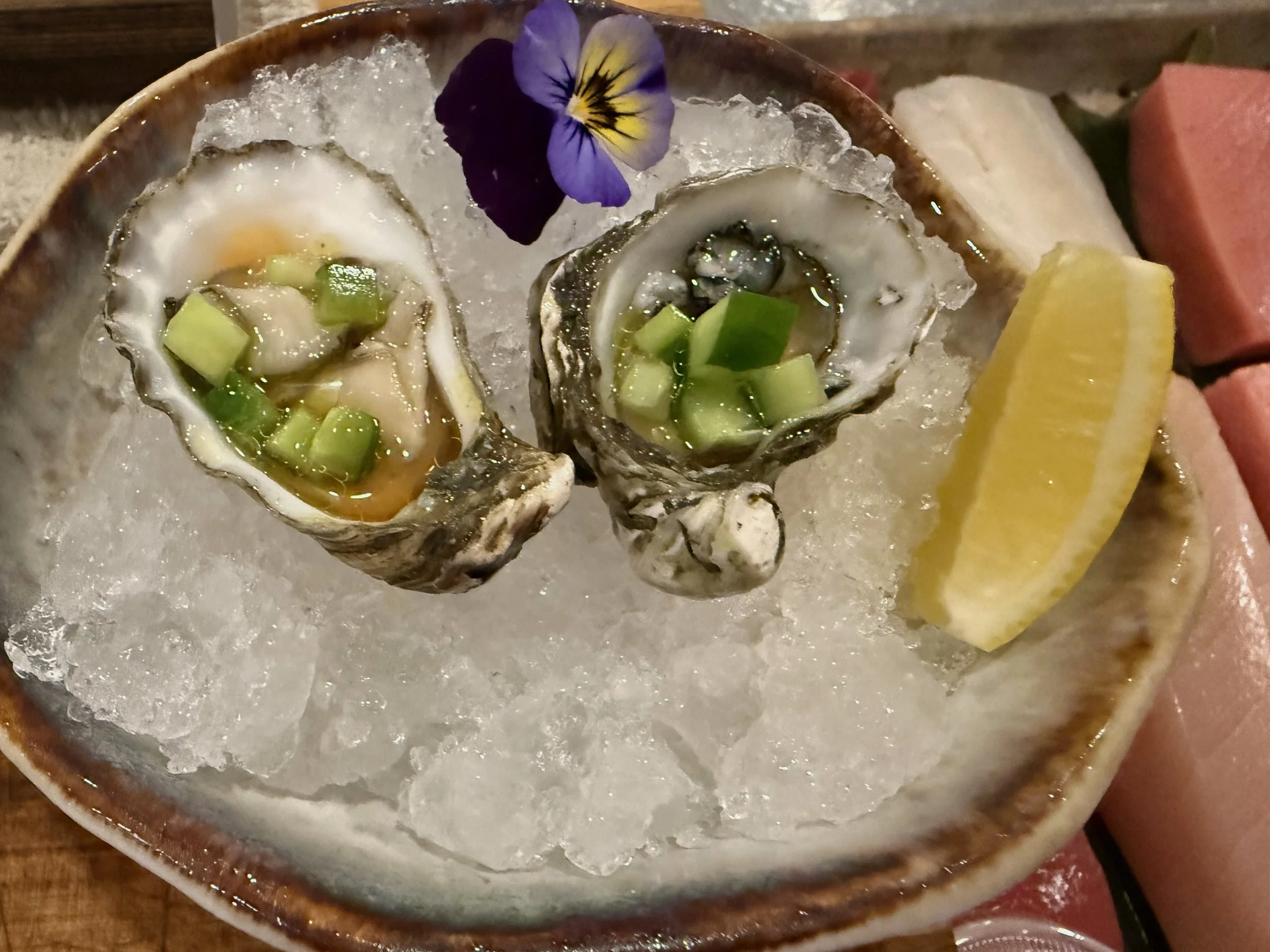 Fresh oysters cucumber mignonette