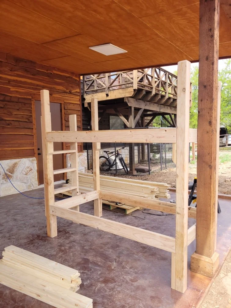 Home in a Month 2023: The Zapatas-Outdoor shed and furniture move in.