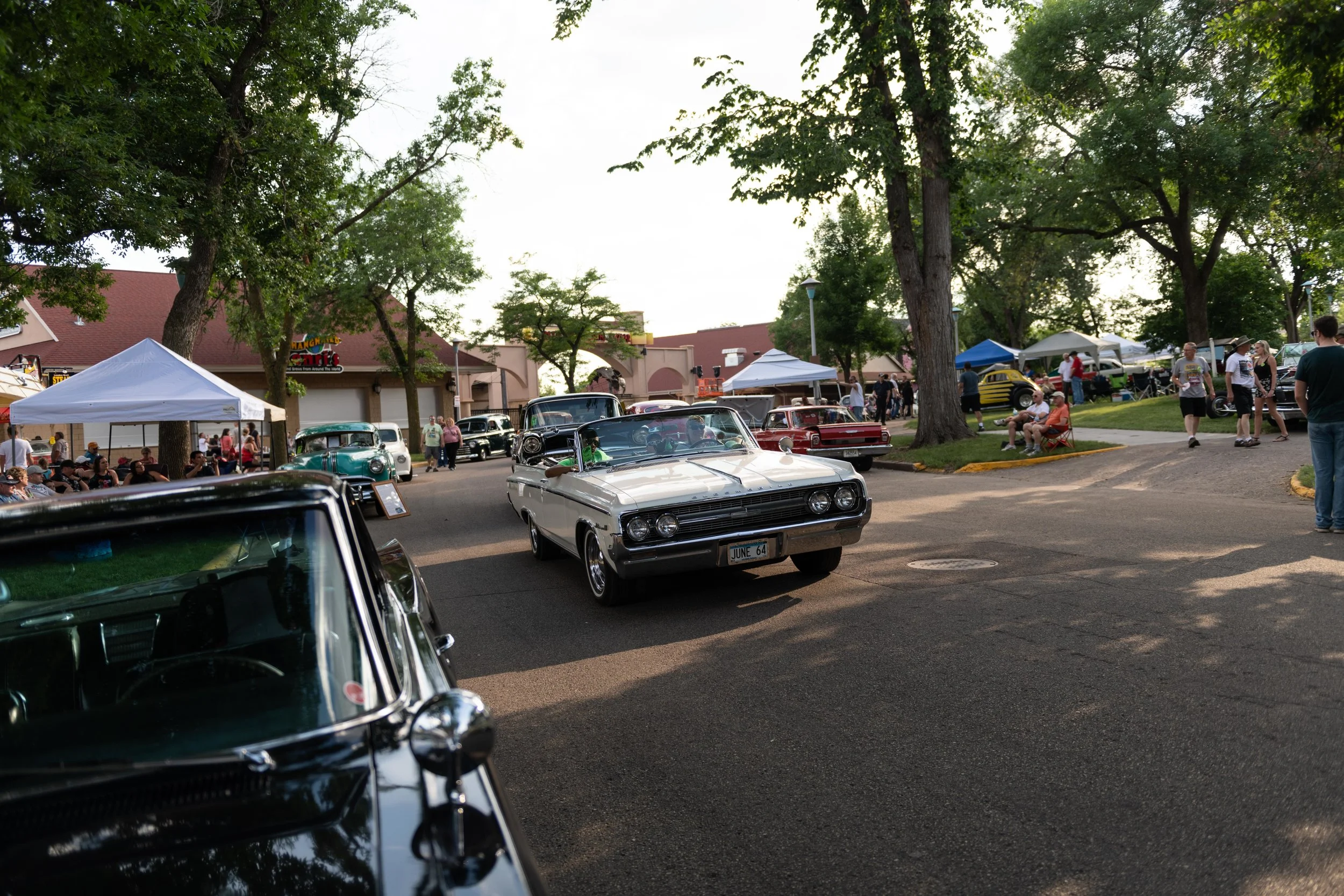 Cruisin’ at sunset, Back to the 50s Street Rod Show, Minnesota State Fairgrounds, June 2018.