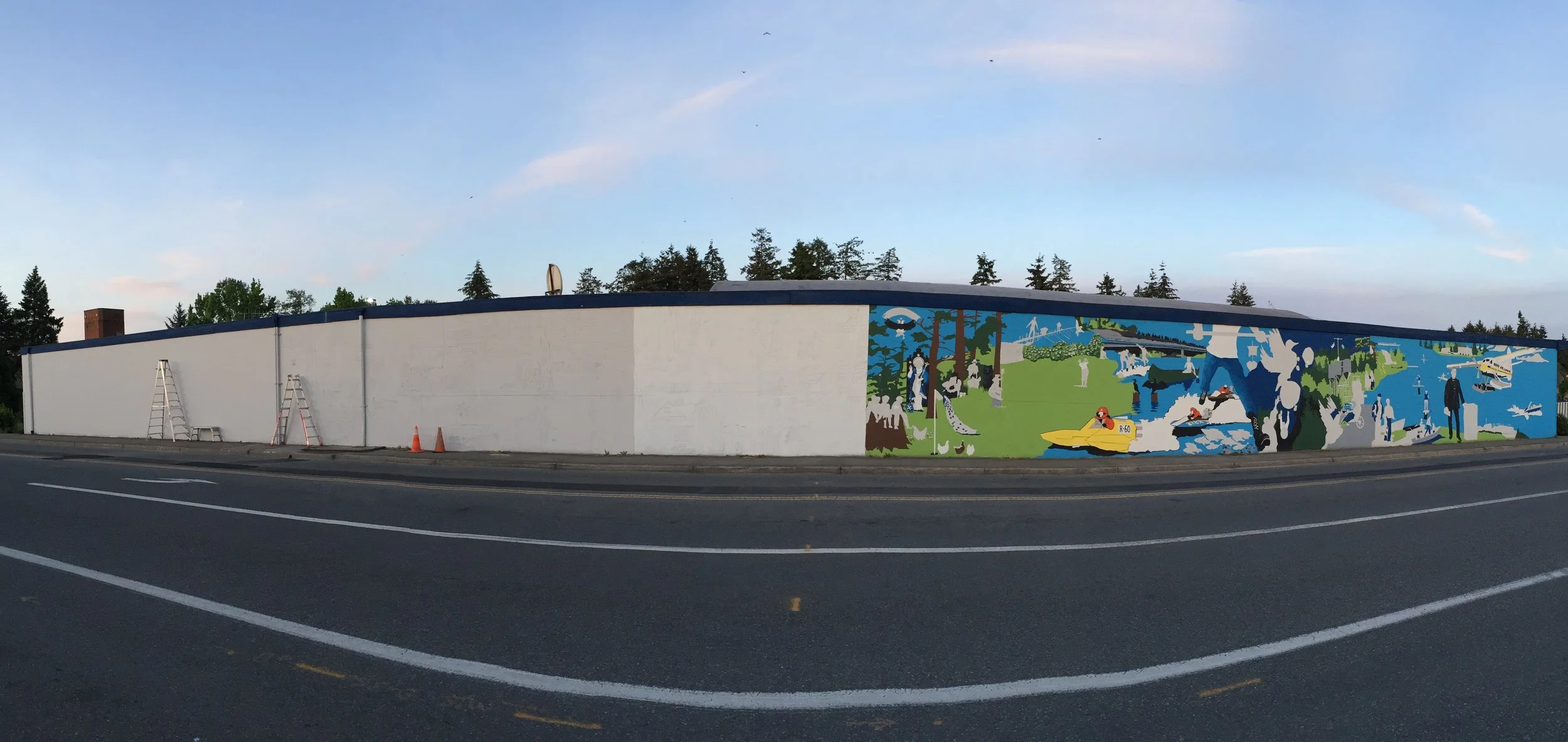 Kenmore Mural in process of painting