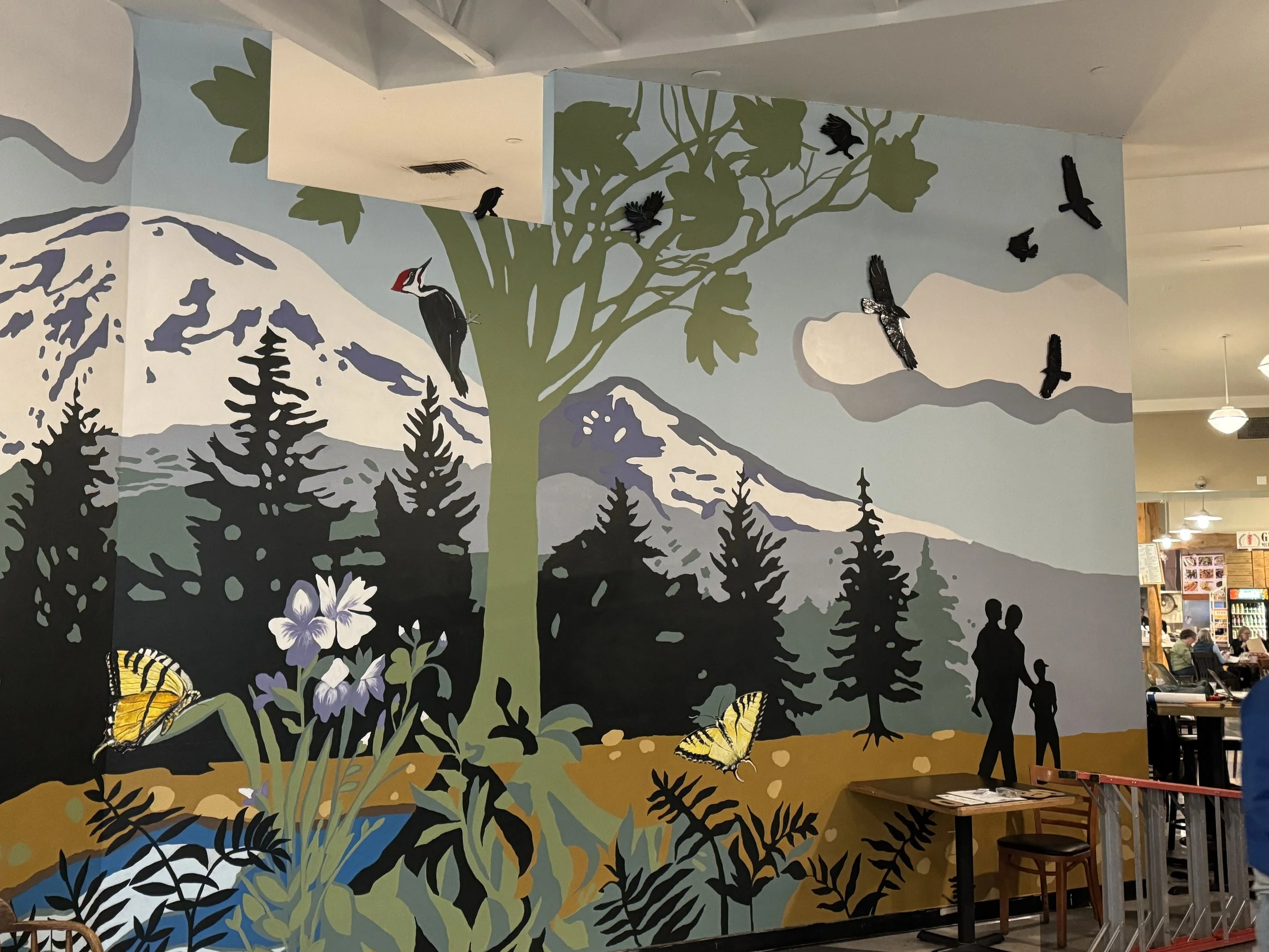  Section of Lake Forest Climate Hub Mural with the beautiful crow mosaics of Shannon Danks. 