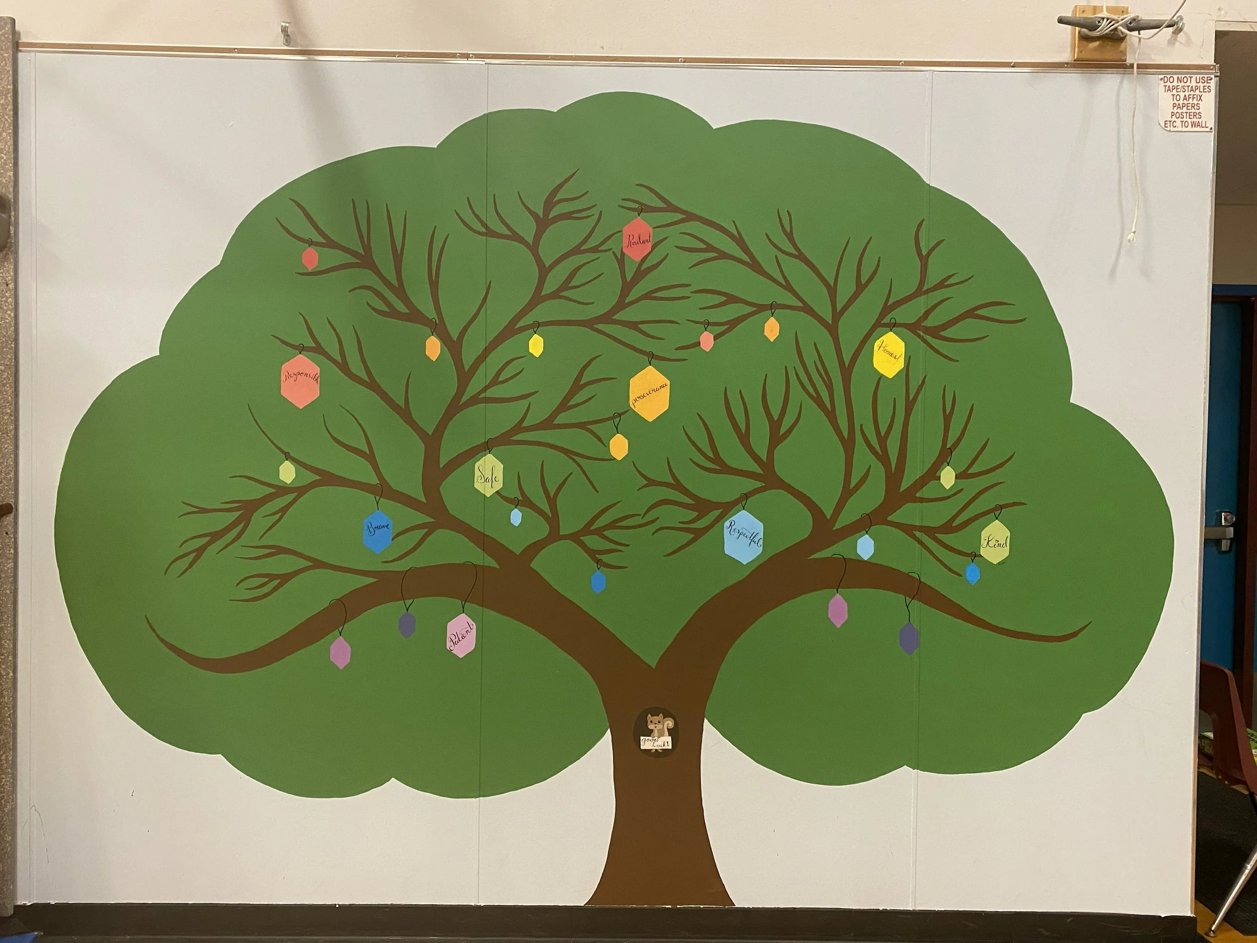  Student design turned into a mural for Sunrise Elementary. We worked with P.E. teacher to come up with designs.  I helped with the process of turning those designs into murals on the walls of the gym. 