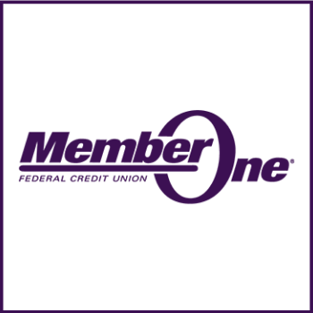 350x350 px small square logo, white with purple letters - Member One Federal Credit Union.png