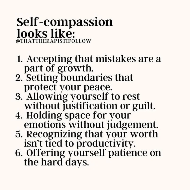 Consider integrating self compassion statements (like these) into your inner narrative when the self annihilating or shaming voice pops up. 

#perfectionism #anxiety #selfcompassion #anxietydisorder #anxietyrecovery #selfcompassionpractice #shame #se