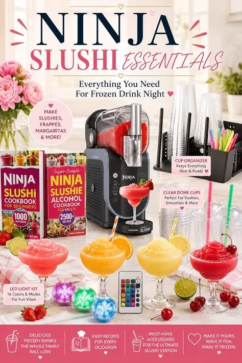 Ninja sluhie recipes, straws, cups, and machine to get you started.