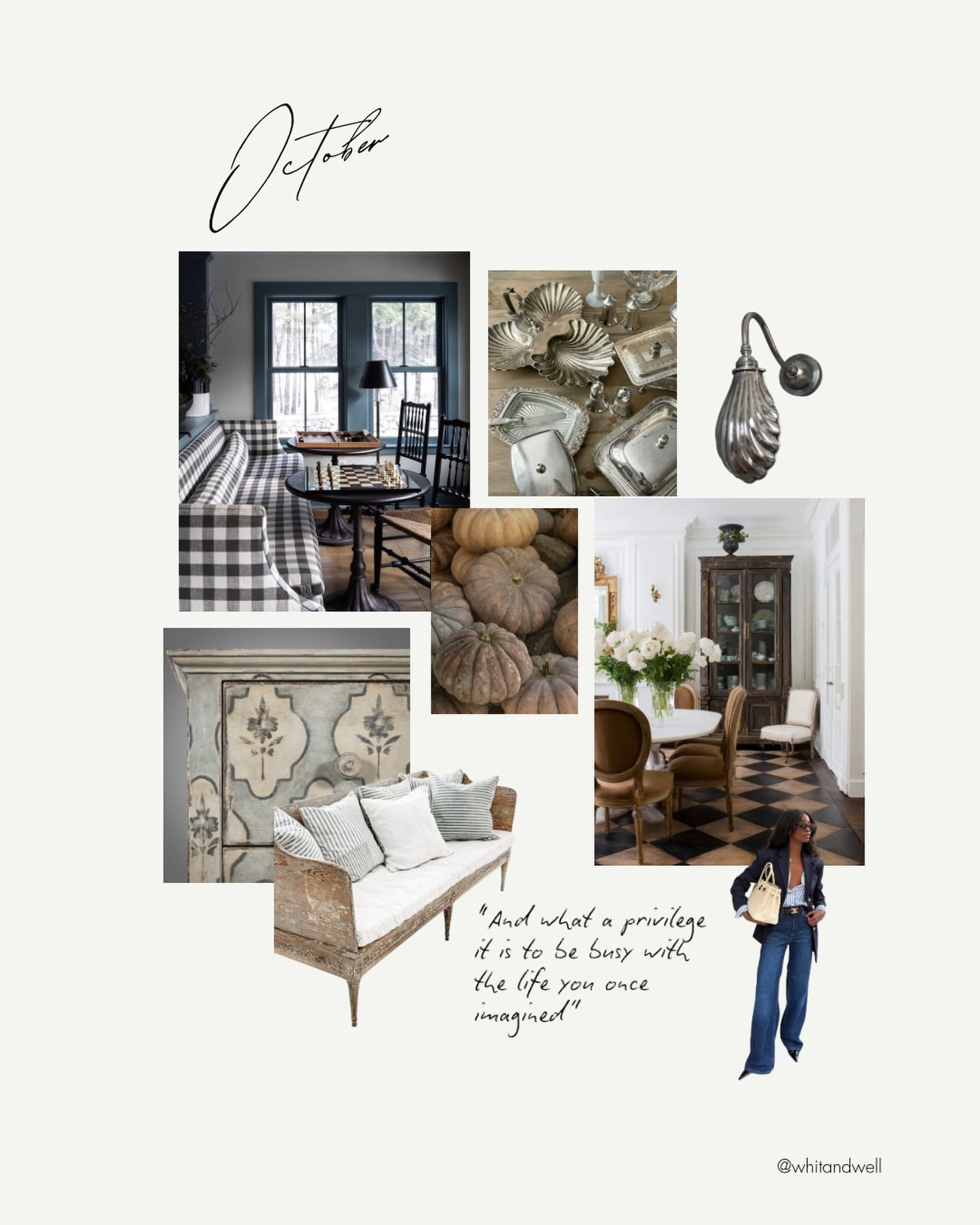 October mood- we are loving the rich chocolate colors, fall checks in fabric and floors, dark denim hues and a classic navy blazer always. 
&bull;
#octobermood #fallmood #fallvibes #ctinteriordesigner #southfloridainteriordesign