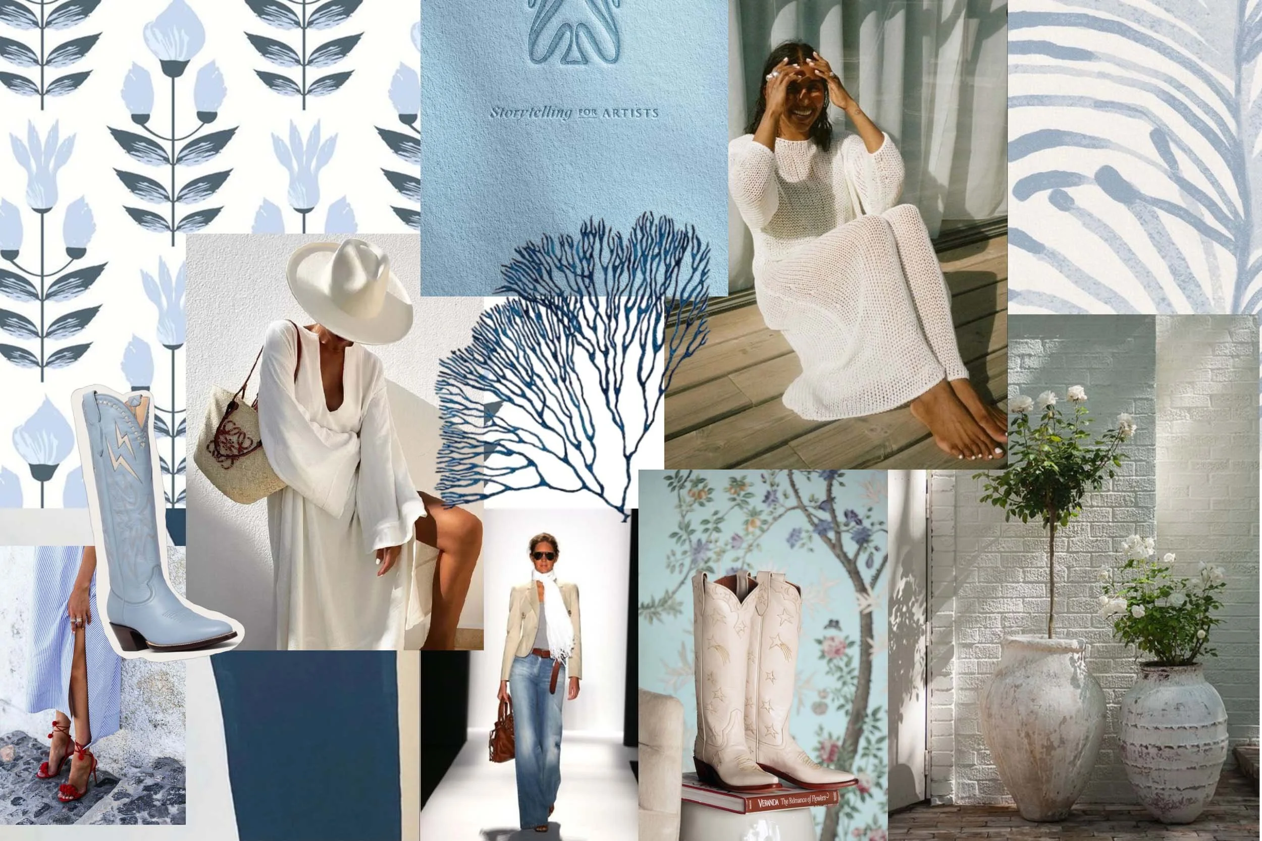 Whit & Well, coastal blue mood board for an Interior Design Pop Up Shop in Connecticut