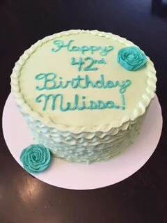 Mint Chocolate cake with ruffle sides and without red food color.