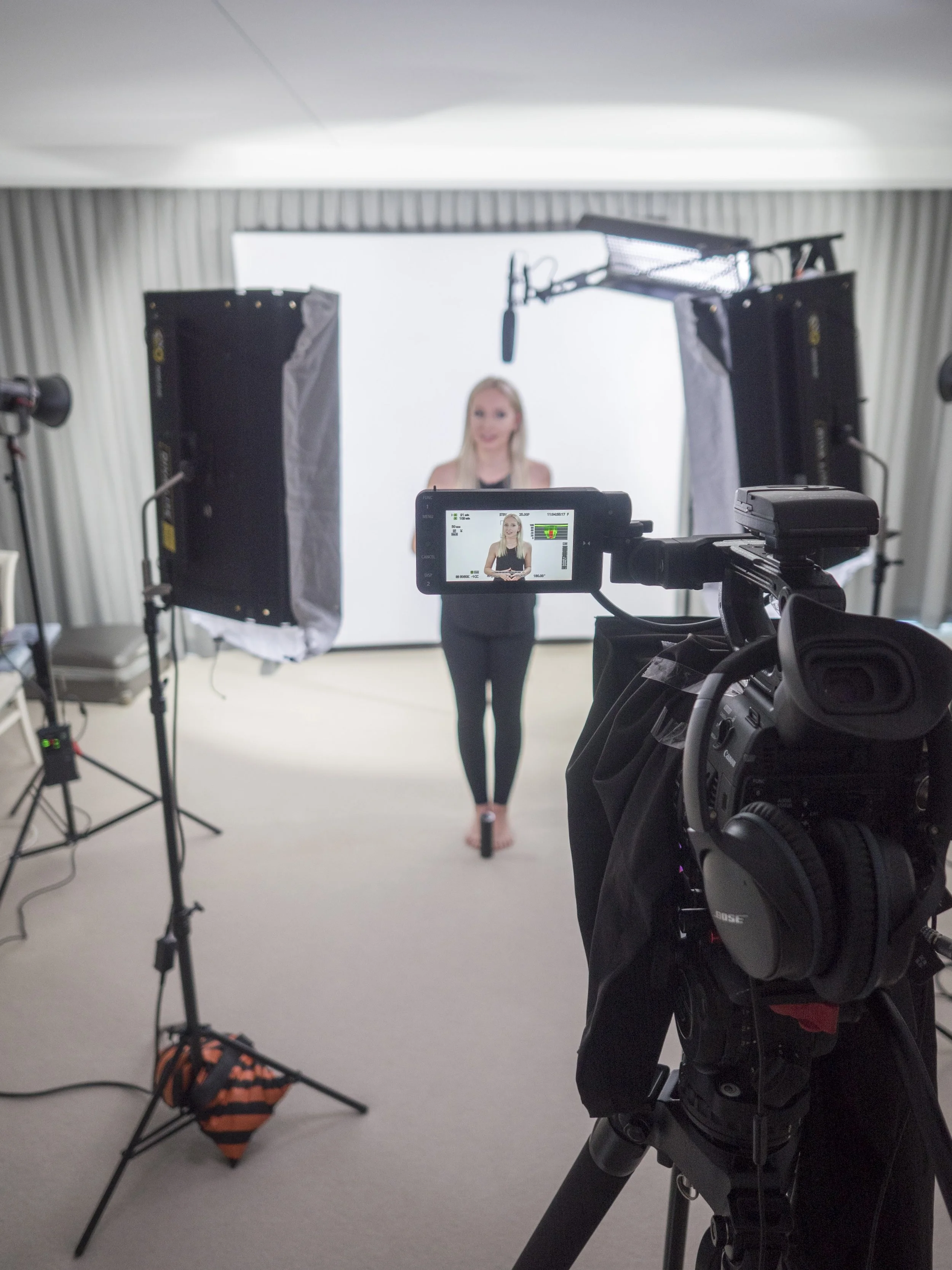 Filming educational videos.