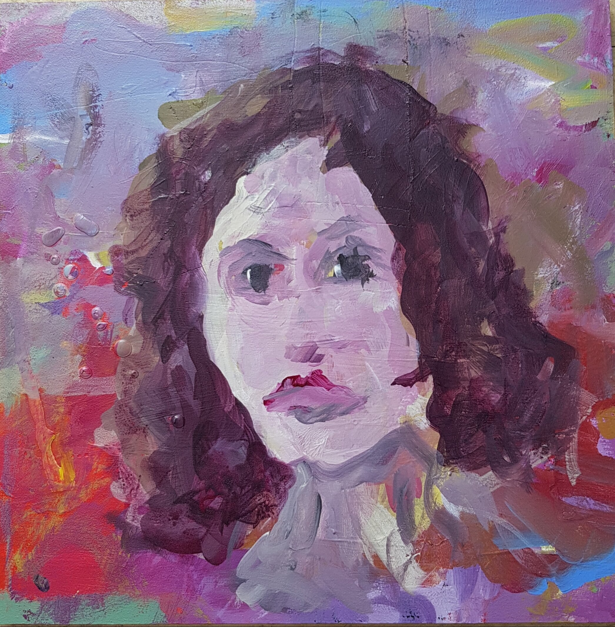 You Said Two Weeks, Kathy Tomanec, acrylic, 12 x 12”