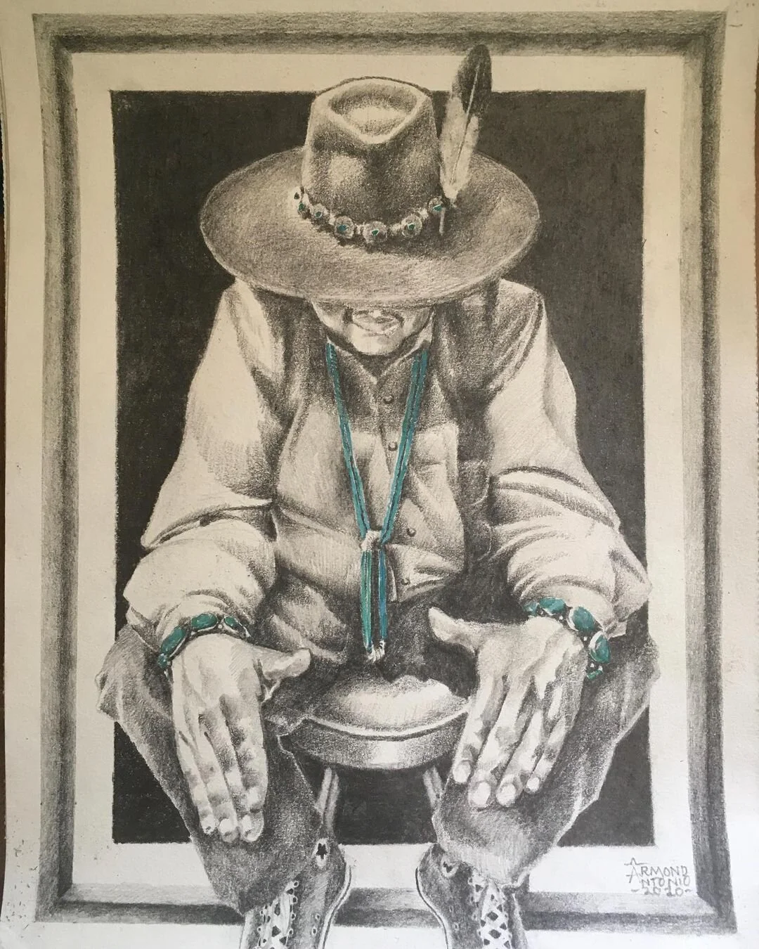 Shaman by Armond Antonio. Pencil and colored pencil on paper. Inquiries, email SOUL“I was trying to make this piece stick out from the background - for the figure to appear as if in between what is real and what is unknown. Like a portal.” Armond An…