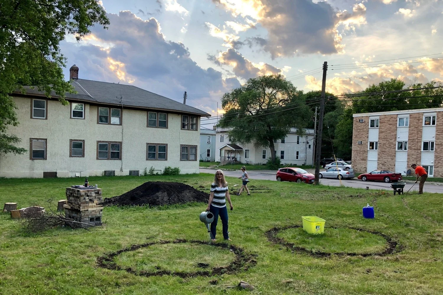I am one of the neighbors creating Dirt Party (2018-2019) , a wild-built garden and community gathering space in Northeast Minneapolis, where we are growing food and community, in an effort to deepen our relationships with place, ecology, and practices of collective care.