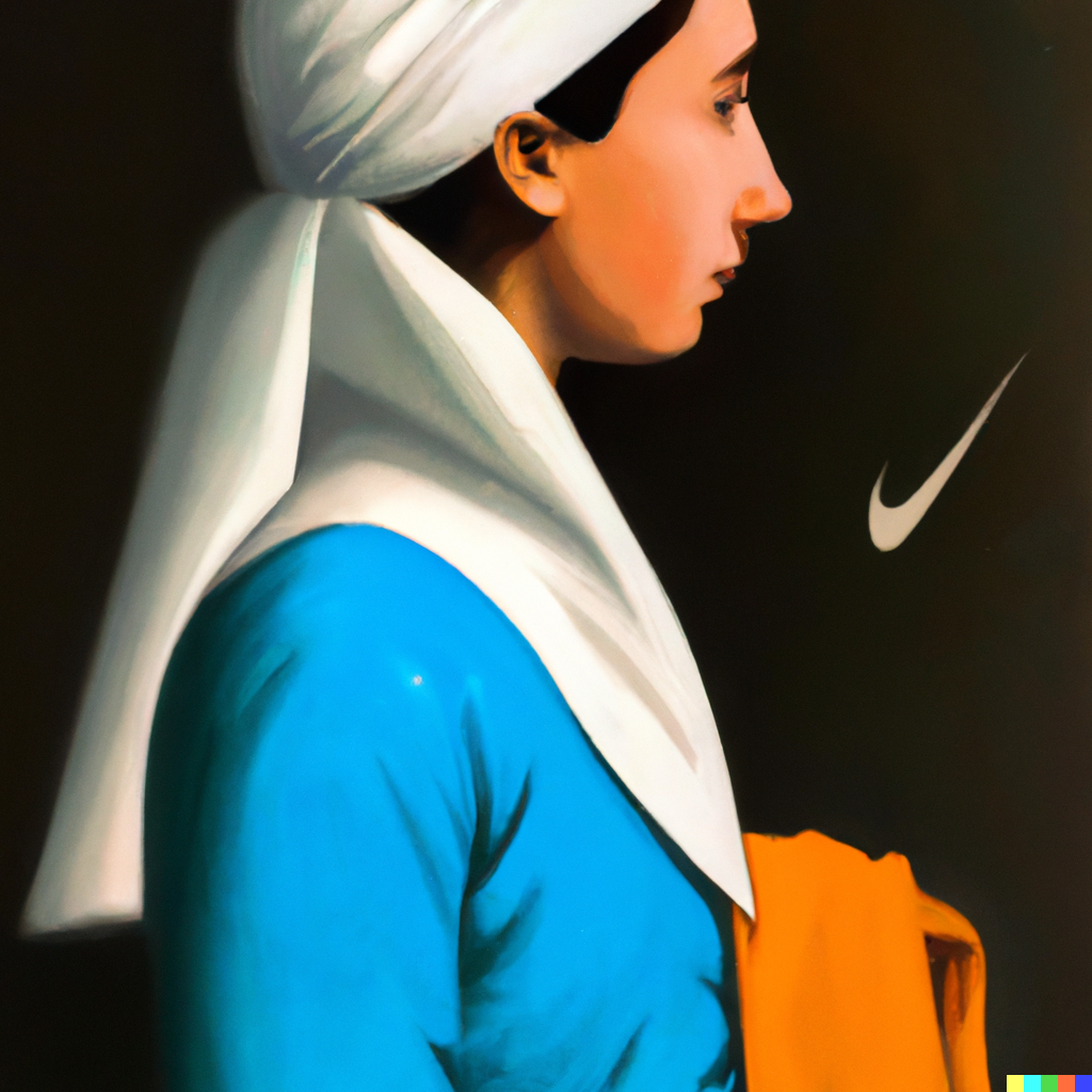 DALL·E 2022-06-13 22.44.00 - Johannes Vermeer painting of girl with a Nike swoosh logo.png