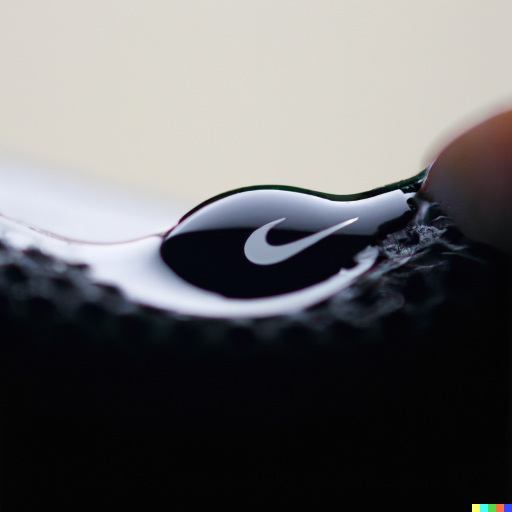 DALL·E 2022-06-14 22.13.07 - close up photo of finger tip with black drop liquid and inside is a nike logo reflection.png
