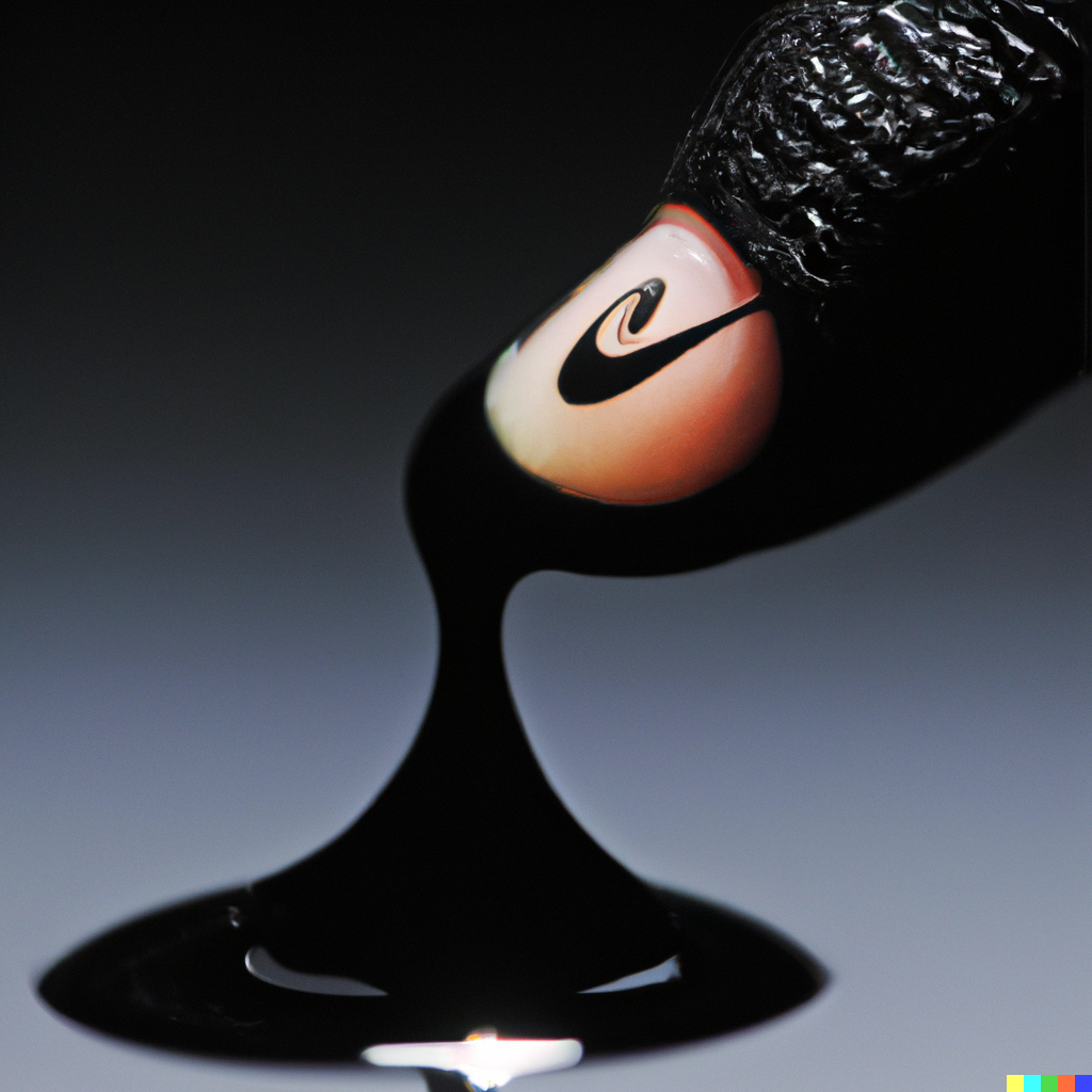 DALL·E 2022-06-14 22.15.57 - photo of finger tip with black drop liquid and inside is a nike logo reflection.png