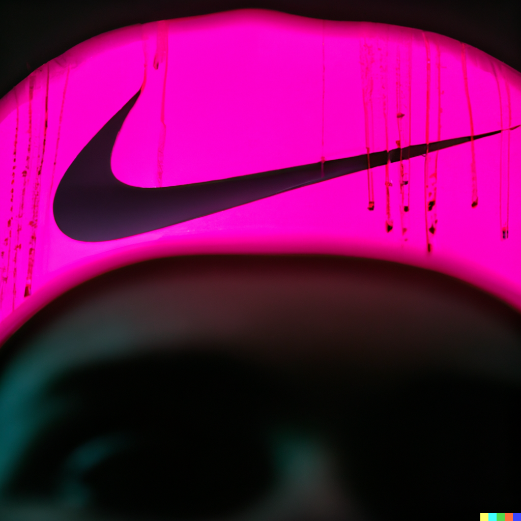 DALL·E 2022-06-14 22.18.38 - photo of a forehead with neon pink sweat on it, and in the sweat is a reflection of a nike logo.png