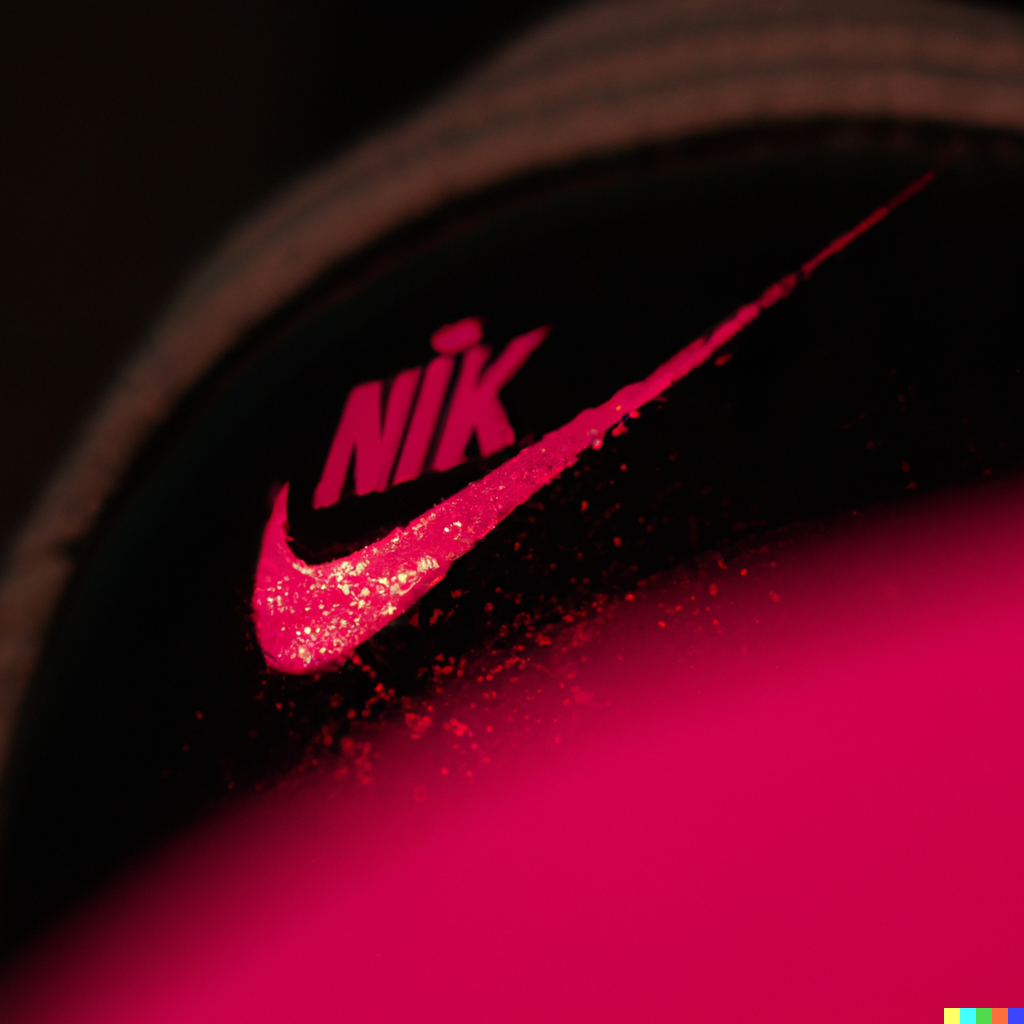 DALL·E 2022-06-14 22.18.41 - photo of a forehead with neon pink sweat on it, and in the sweat is a reflection of a nike logo.png