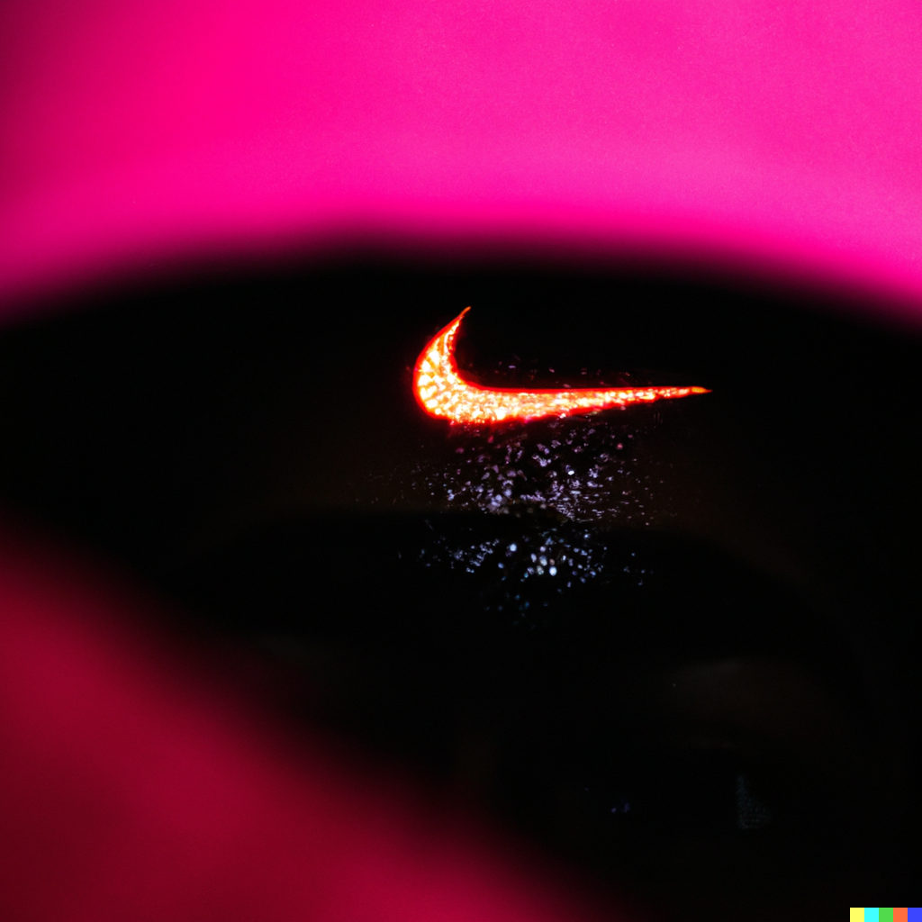 DALL·E 2022-06-14 22.18.44 - photo of a forehead with neon pink sweat on it, and in the sweat is a reflection of a nike logo.png