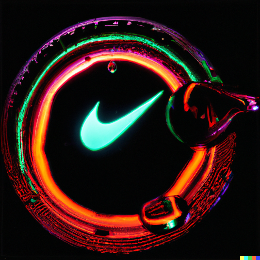DALL·E 2022-06-14 22.25.28 - fisheye lens photo of neon drops of liquid and inside is a nike logo reflection.png
