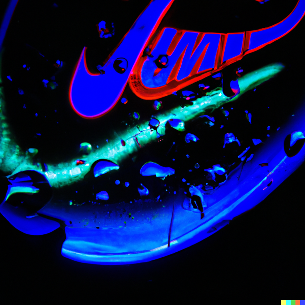 DALL·E 2022-06-14 22.25.38 - fisheye lens photo of neon drops of liquid and inside is a nike logo reflection.png