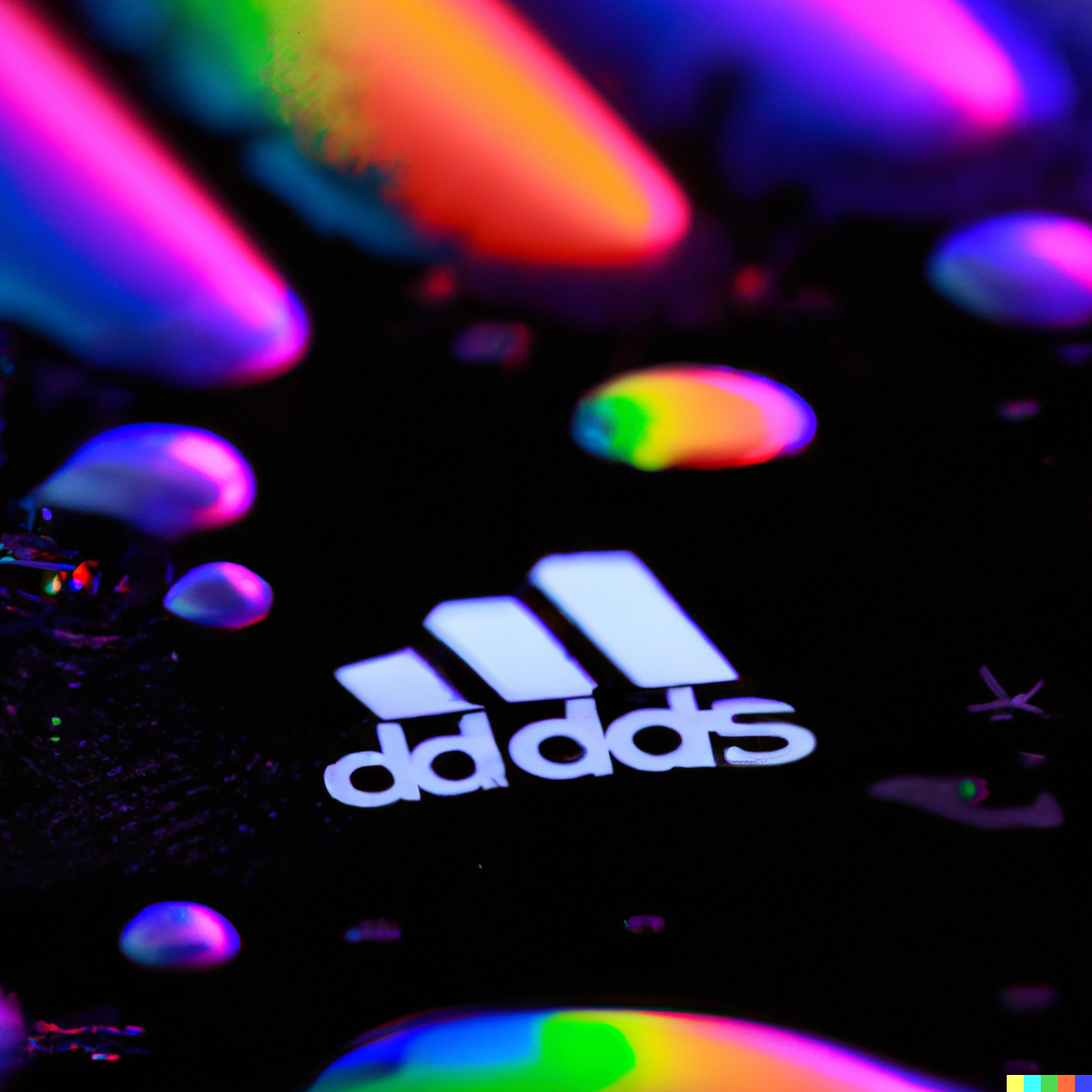 DALL·E 2022-06-14 22.28.33 - macro photo of neon colored drops of paint and inside is an adidas logo reflection.png