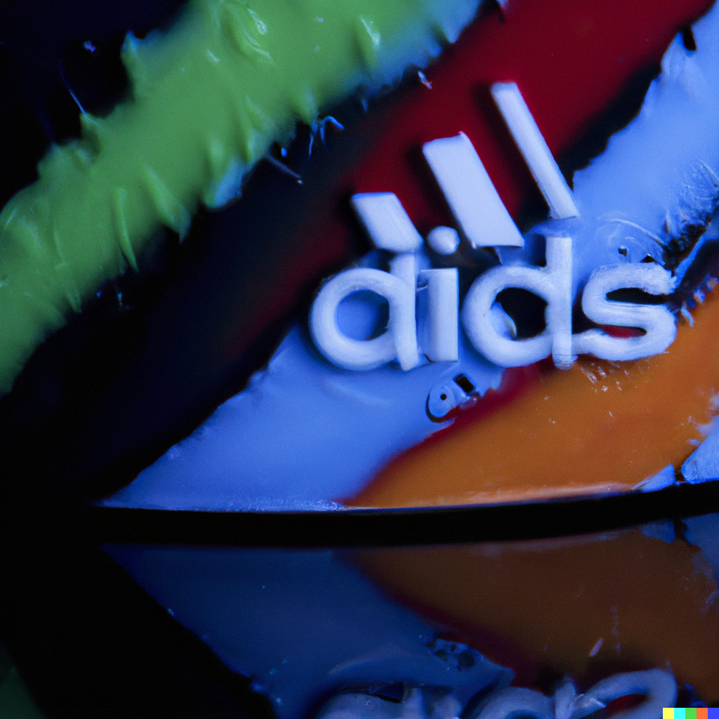 DALL·E 2022-06-14 22.29.27 - thick colored resin and inside is an adidas logo reflection.png