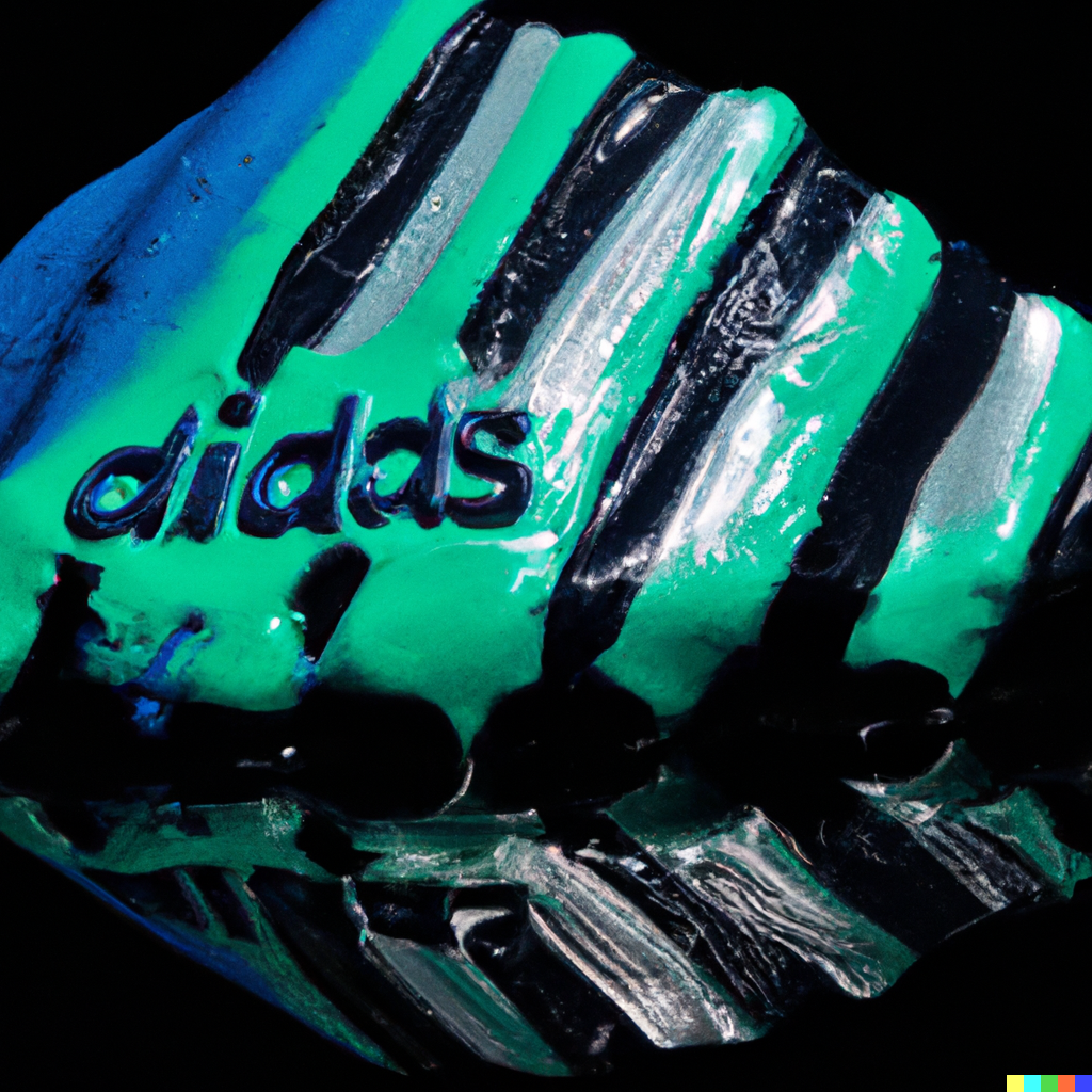 DALL·E 2022-06-14 22.29.35 - thick colored resin and inside is an adidas logo reflection.png