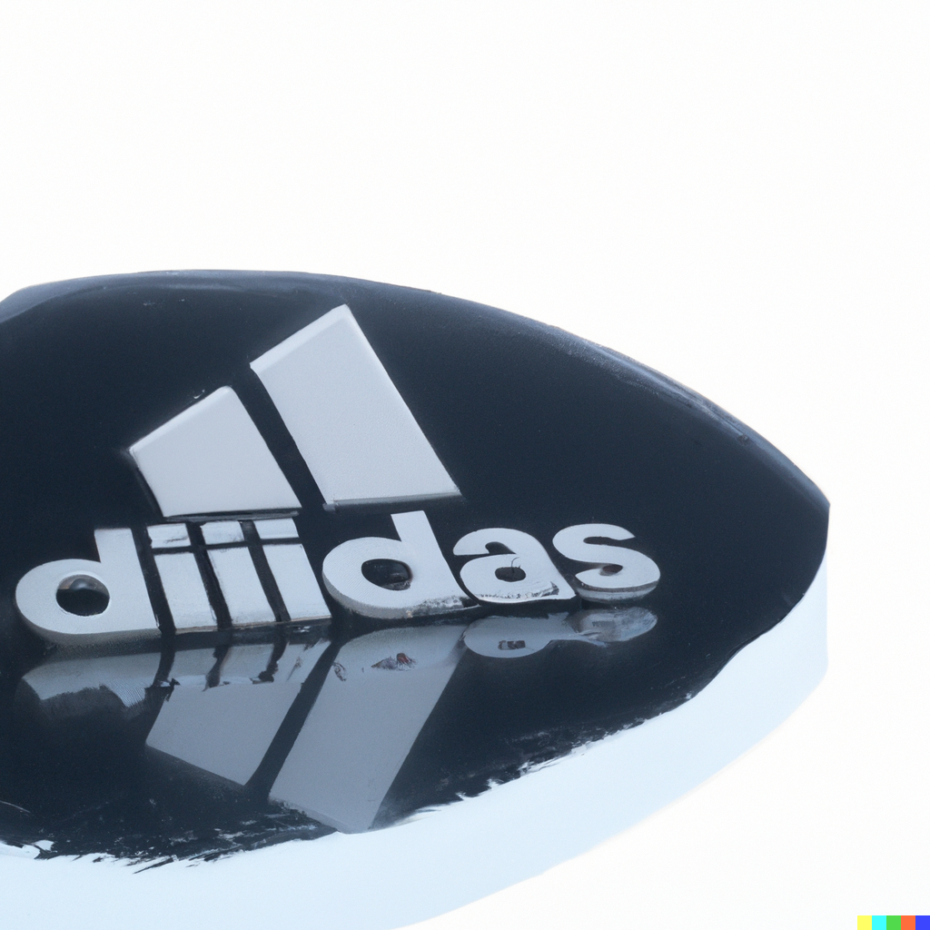 DALL·E 2022-06-14 22.30.25 - thick, soft, opaque resin and inside is an adidas logo reflection, on white space background.png