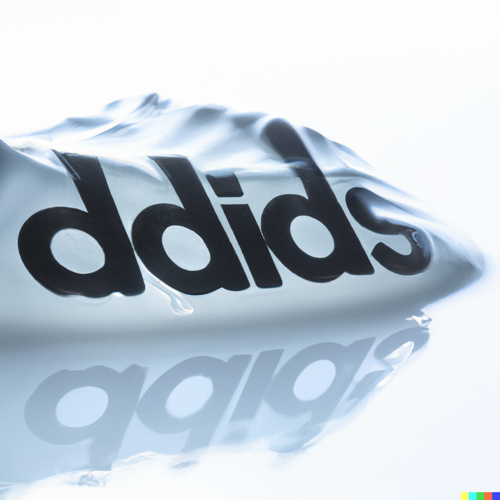 DALL·E 2022-06-14 22.30.29 - thick, soft, opaque resin and inside is an adidas logo reflection, on white space background.png