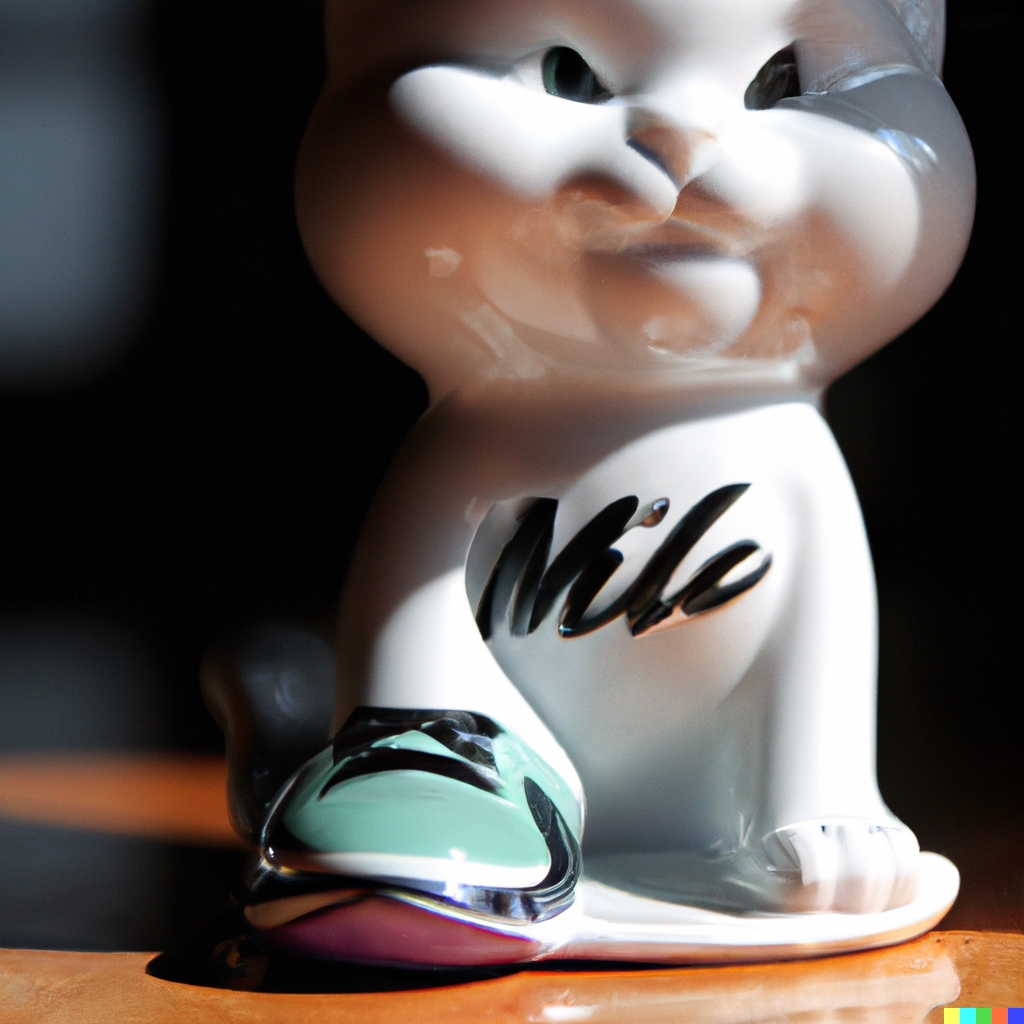 DALL·E 2022-06-14 22.43.53 - photo of cute porcelain cat with nike logo, natural lighting.png