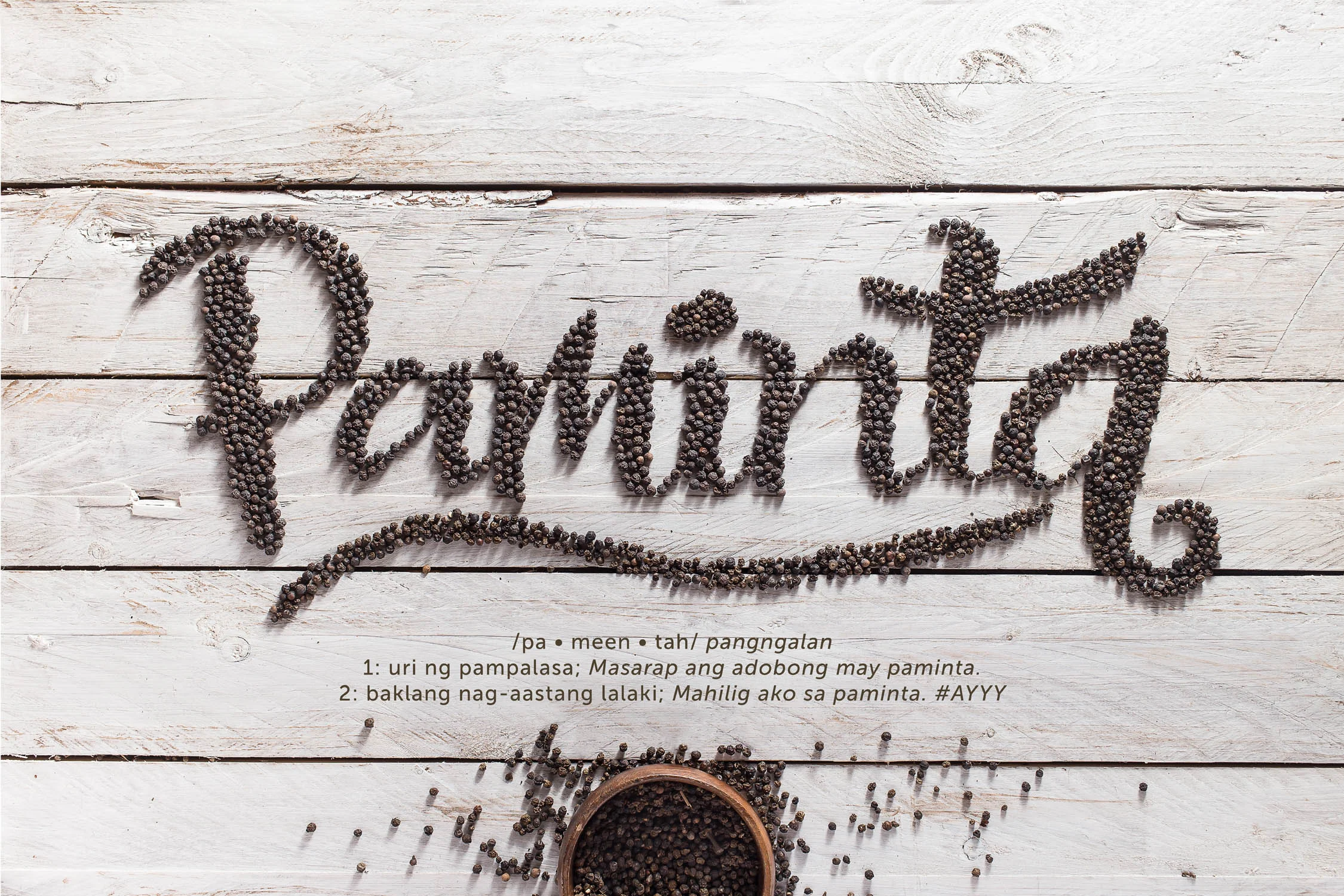 “Paminta,” Peppercorns on Wood
