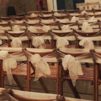 Folding wooden chairs with a #touchofglamour #notboring #events #weddings