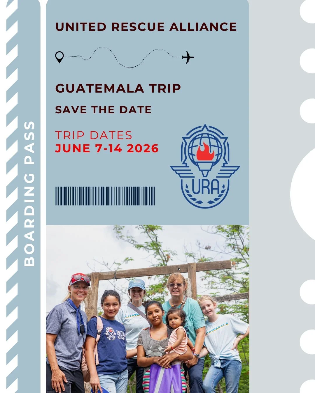 Have you ever wanted to go to Guatemala 🇬🇹 with United Rescue Alliance? Now is your chance. Mark your Calendars  for June 7-14 2026! More information to come! 
⭐ If you’re interested in learning more or possibly joining us, send us a message