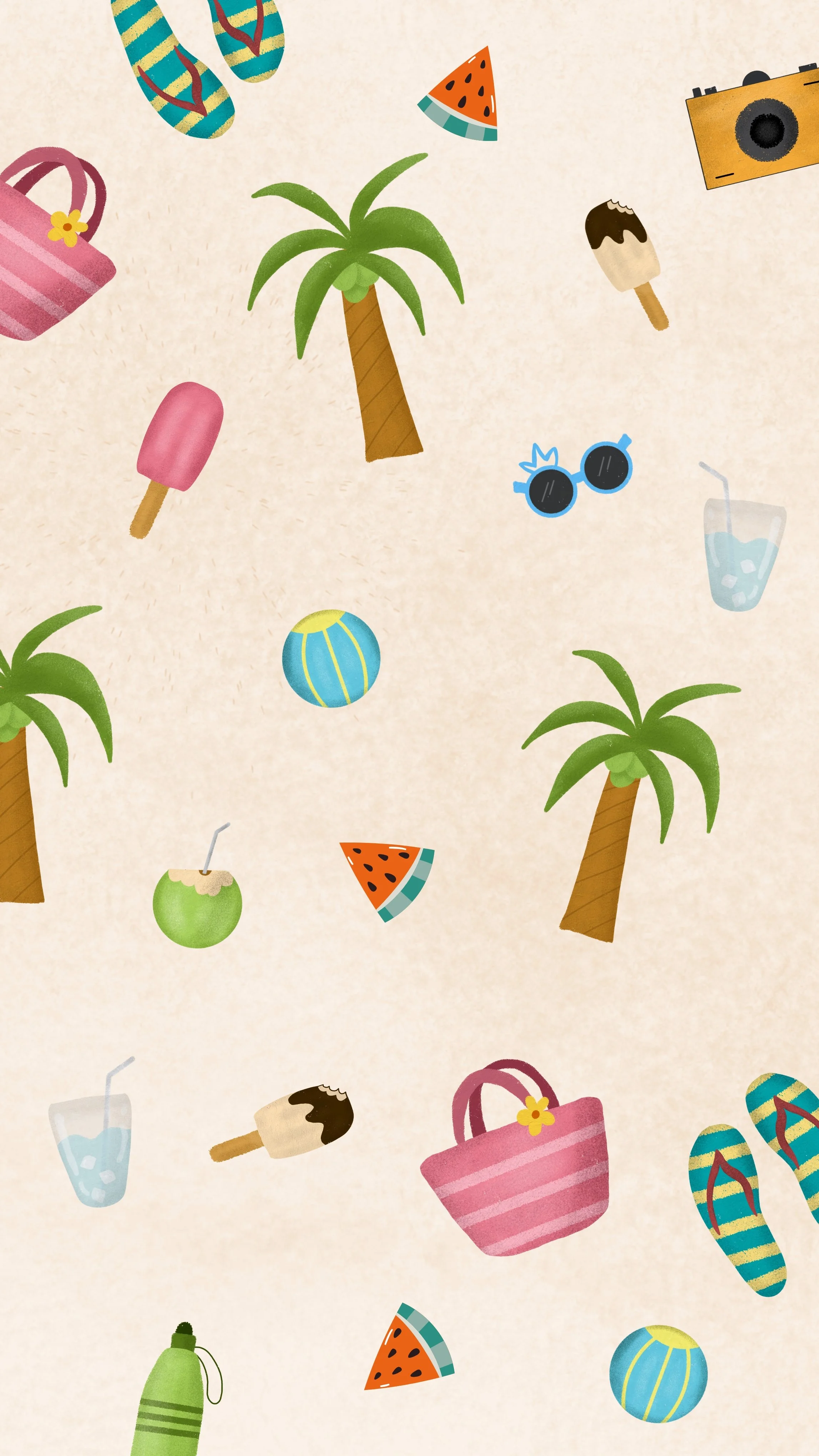 Rosa Beige Illustrativ Modern Gestreift Eis WhatsApp Hintergrund.jpeg