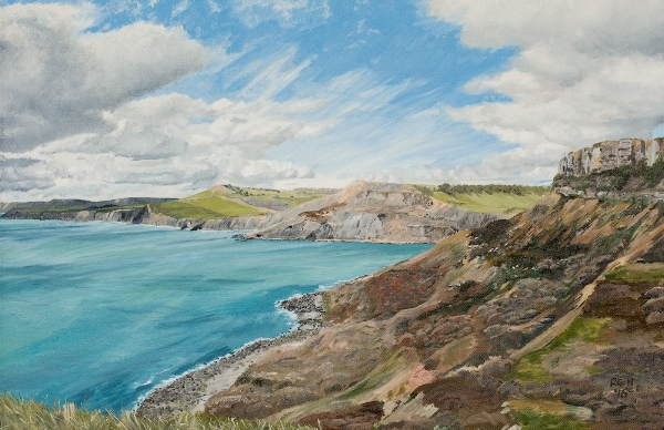 West from St Aldhelm's Head (Oil on canvas; silver/grey wooden frame - £650)