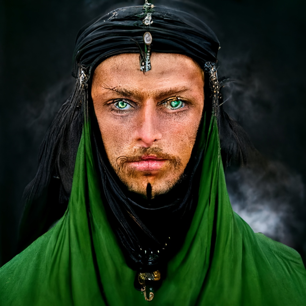 Rune_S._Nielsen_photo_realistic_Arabian_hero_warrior_with_green_0d0998b1-90dc-49dd-b5a7-991457035126.png