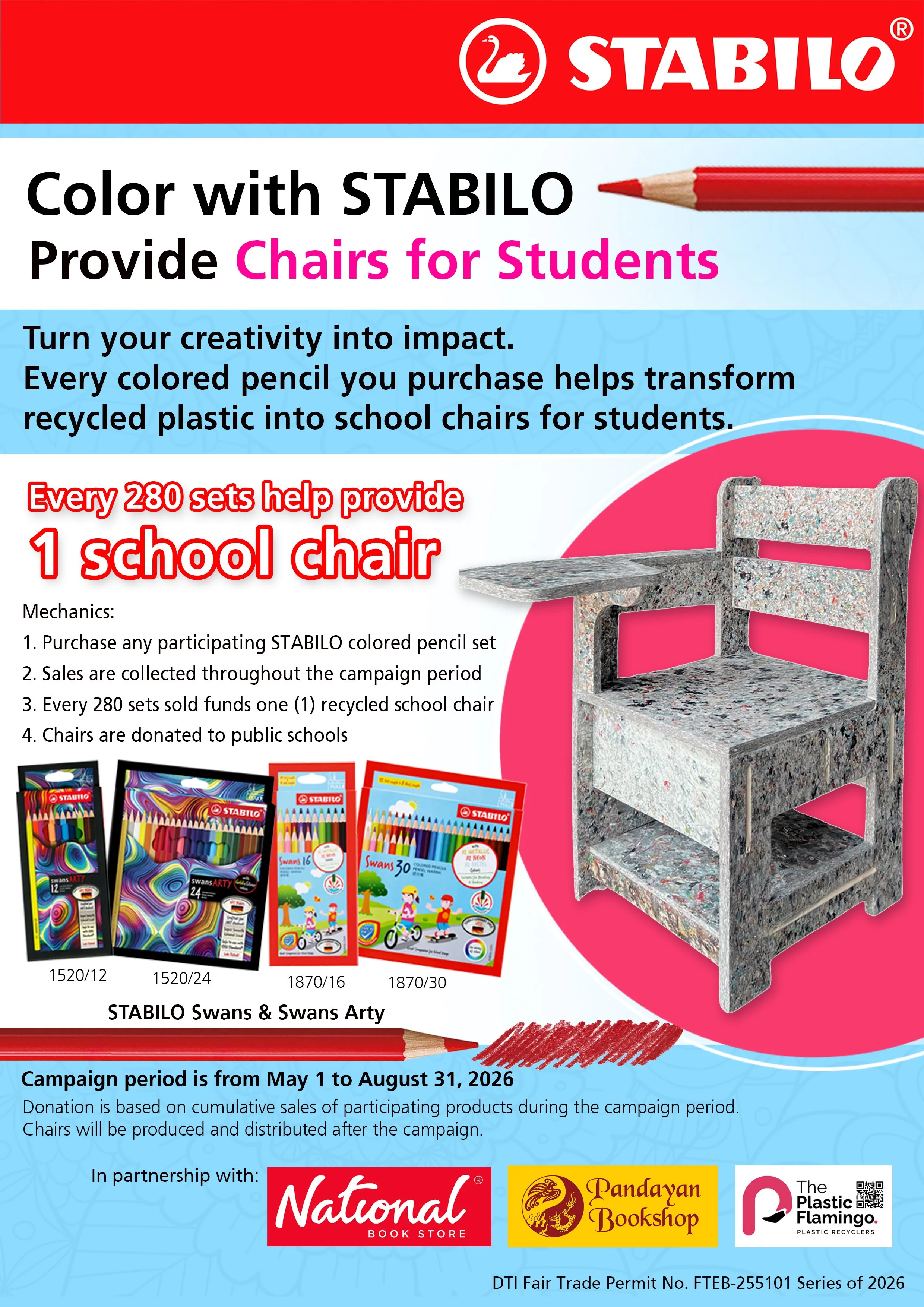Color with STABILO, Provide Chairs for Students: Transform Your Creativity into Impact!