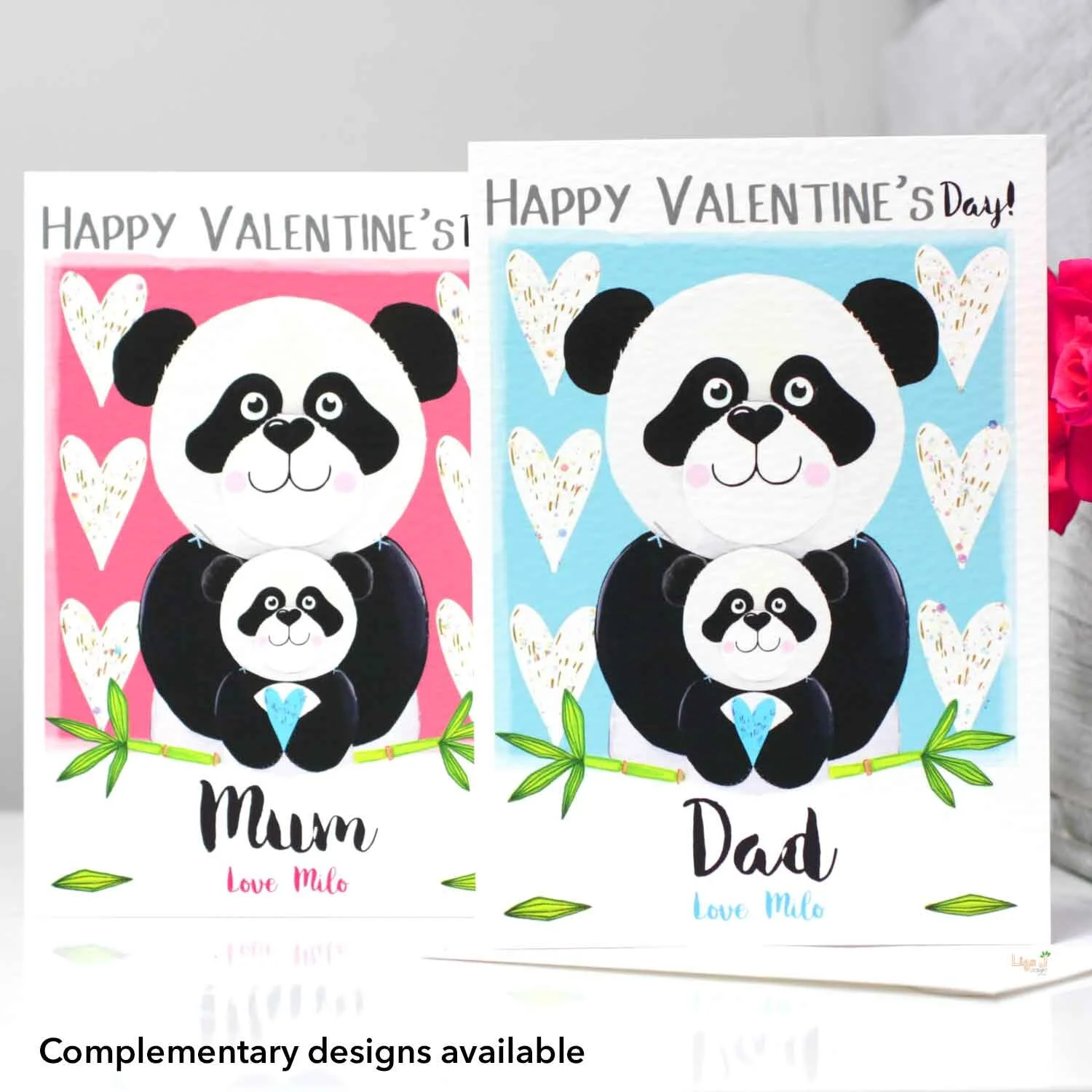 Personalised Panda Daddy Valentine's card — Liza J design