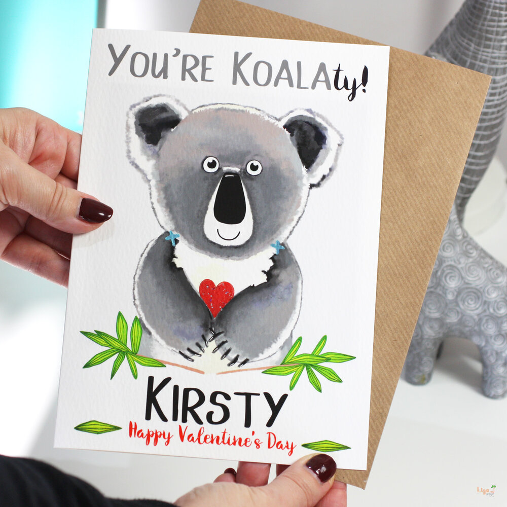 Personalised Koala Valentine's Card
