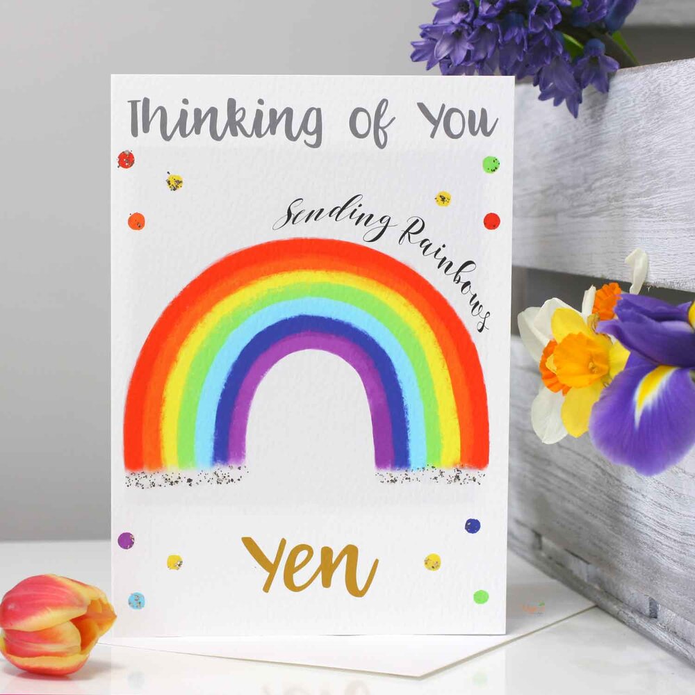 Personalised Rainbow Thinking Of You Card