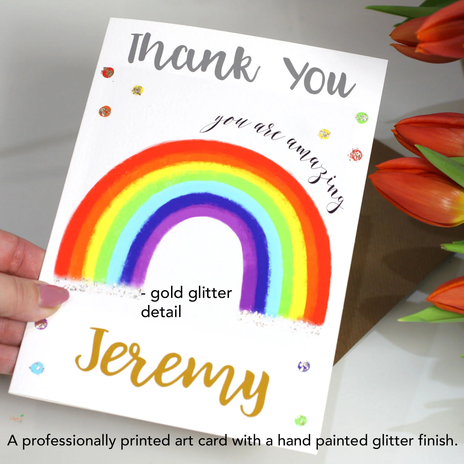 Personalised Photo Thank You Cards - Rainbow Vintage Design, Pack Of 10, With Envelopes 2 thumbnail image